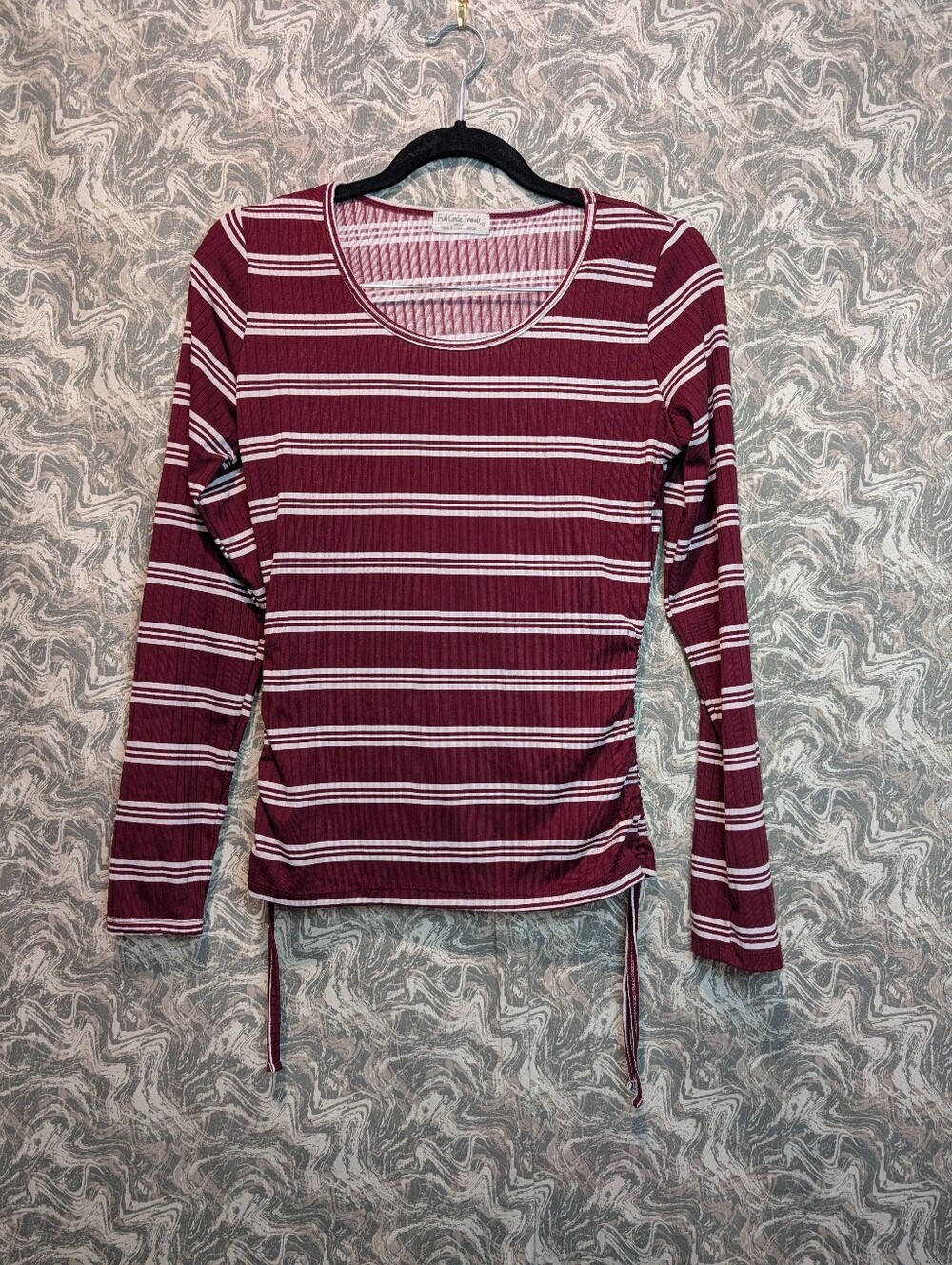 Full Circle Trends Striped Ruched Shirt Size Large